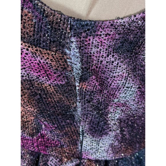 Alice + Olivia Marie Tulip Bubble Hem Mini Dress Metallic Purple Grey Size 8 - Picture 6 of 12